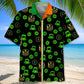 Neon Green Irish Saint Patrick's Day Hawaiian Shirt For Coastal Travel, Casual Events, And Comfortable Summer Wear