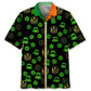 Neon Green Irish Saint Patrick's Day Hawaiian Shirt For Coastal Travel, Casual Events, And Comfortable Summer Wear