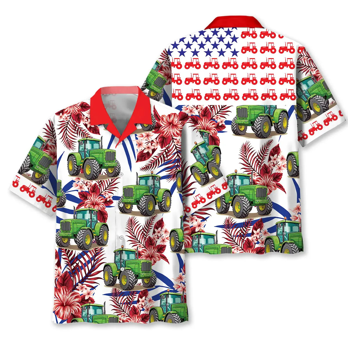 Green Tractor Proud Hawaiian Shirt For Beachside Event, Beach Travel, And Casual Outdoor Style