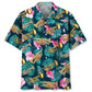 Tropical Green Trumpet Hawaiian Shirt For Tropical Holidays, Outdoor Gatherings, And Everyday Comfort