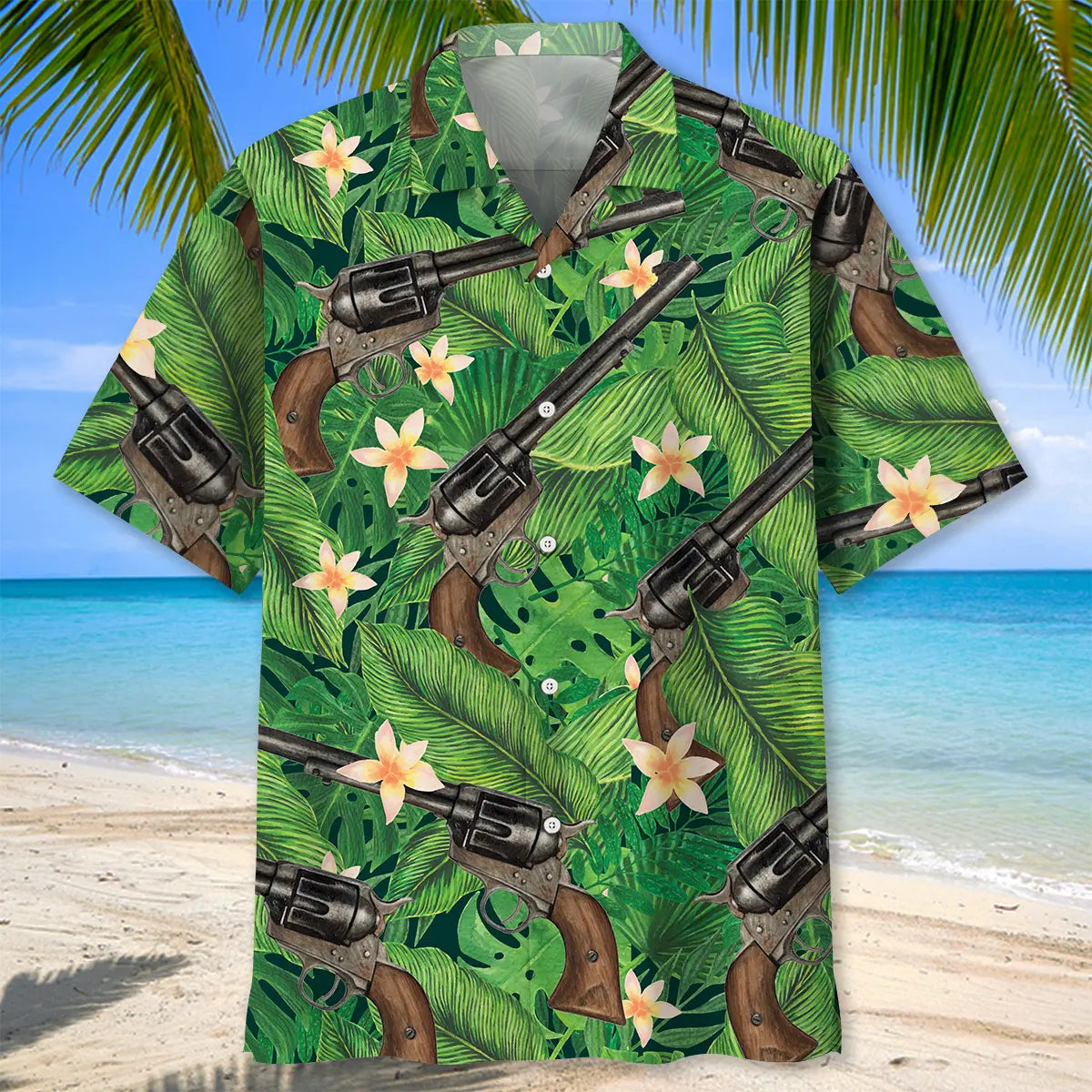 Green Tropical Vintage Western Gear Hawaiian Shirt For Outdoor Event And Relaxed Summer Style
