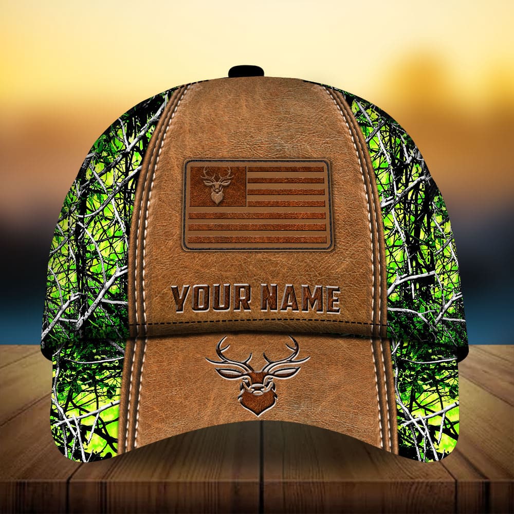 Deer Hunting Leather Personalized Classic Cap For Casual Events Beach Trips And Thoughtful Gifting