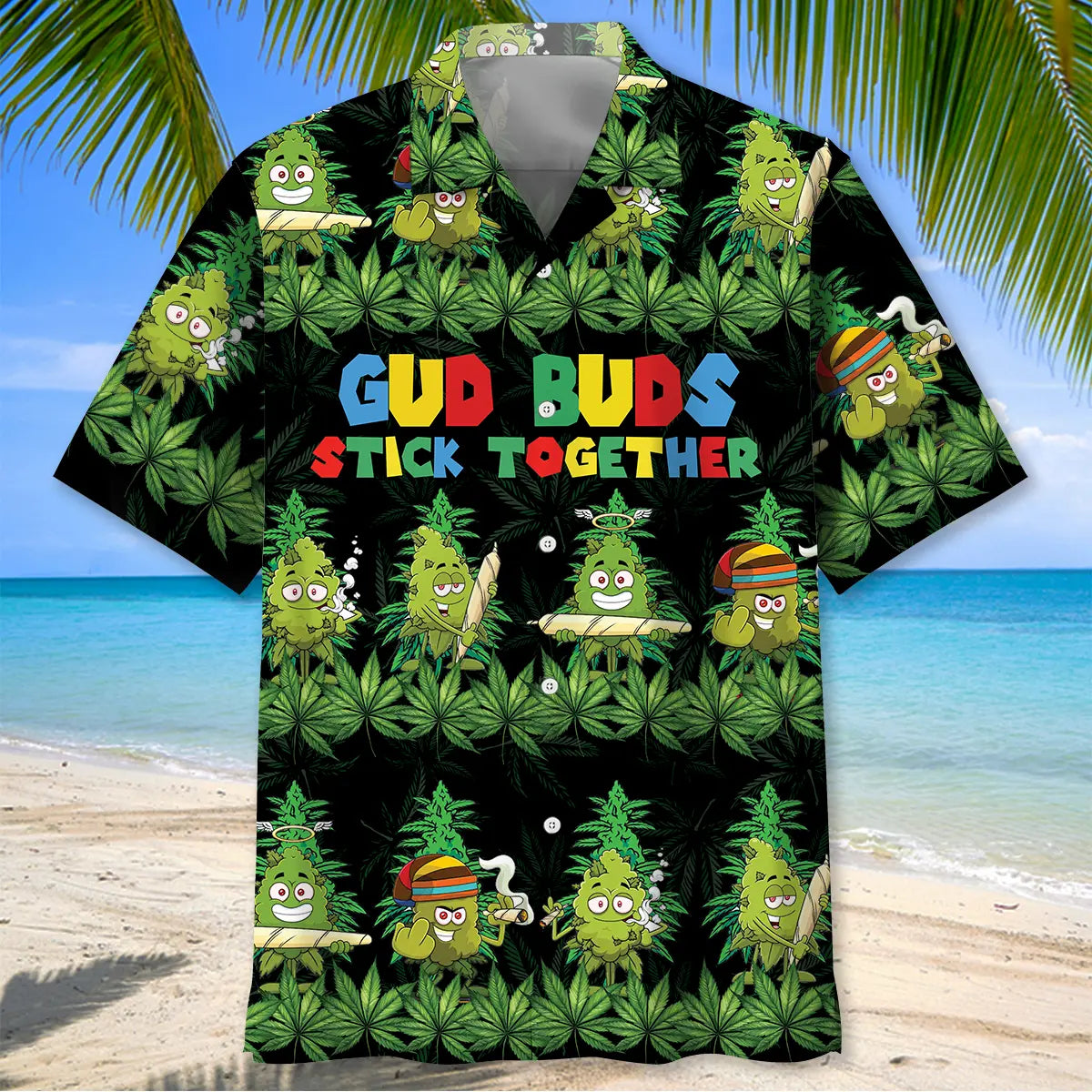 Gud Buds Stick Together Hawaiian Shirt For Resort Trips, Coastal Parties, And Warm Weather Style