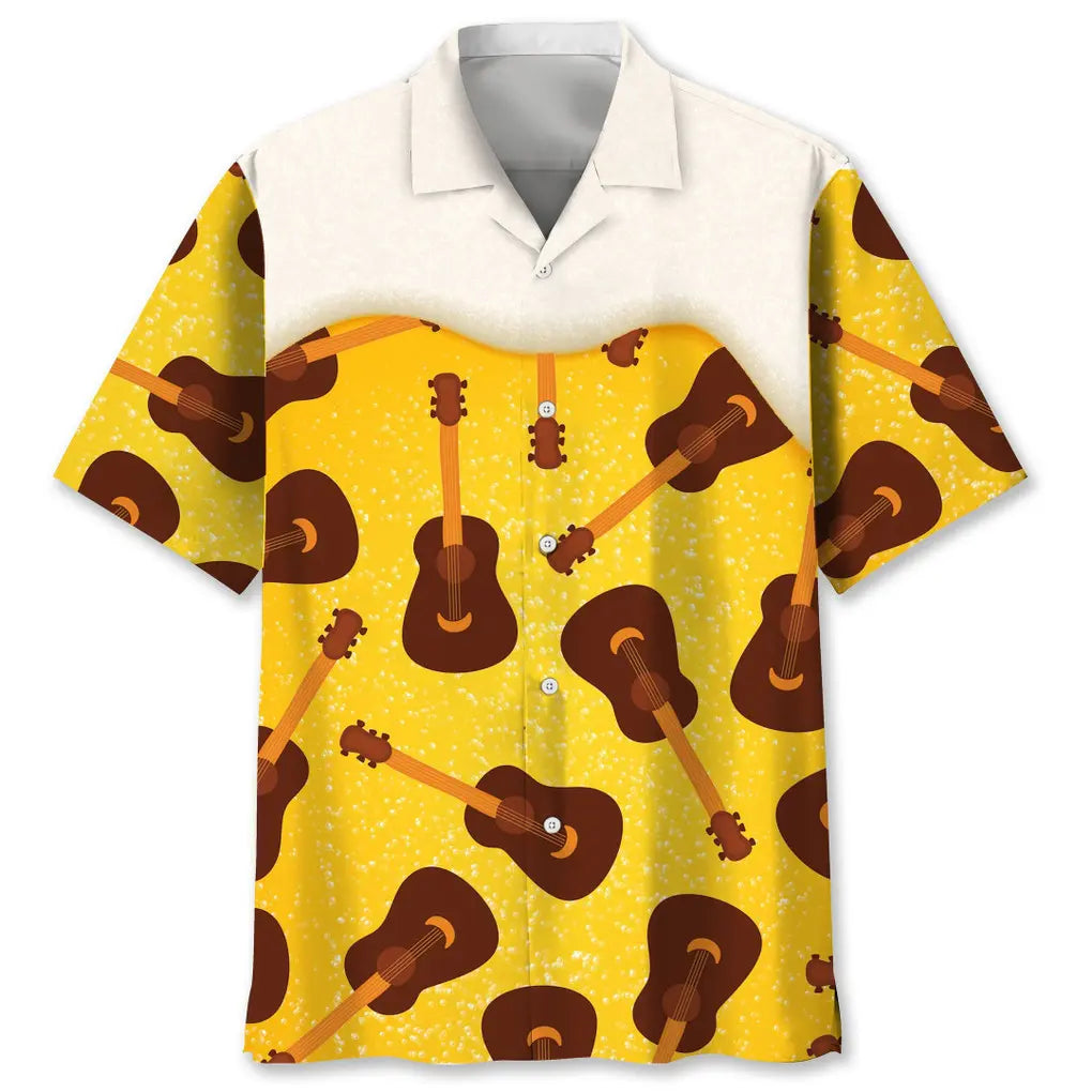 Guitar Beer Hawaiian Shirt For Concert Lovers, Tropical Holidays, And Thoughtful Gift Giving