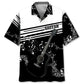 Guitar Black White Hawaiian Shirt For Creative Performers, Coastal Trips, And Casual Everyday Wear
