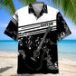 Guitar Black White Hawaiian Shirt For Creative Performers, Coastal Trips, And Casual Everyday Wear