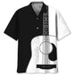 Guitar Black White Pattern Hawaiian Shirt For Concert Lovers, Tropical Holidays, And Thoughtful Gift Giving