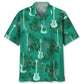 Guitar Kelly Green Hawaiian Shirt For Tropical Holidays, Outdoor Gatherings, And Everyday Comfort