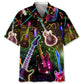 Guitar Light Hawaiian Shirt For Summer Vacation, Beach Travel, And Casual Wear