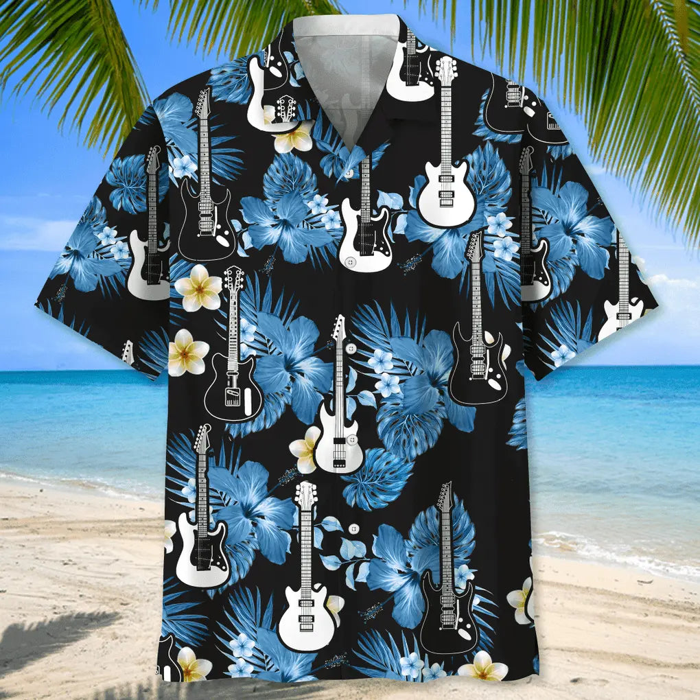 Guitar Nature Hawaiian Shirt For Resort Trips, Coastal Parties, And Warm Weather Style