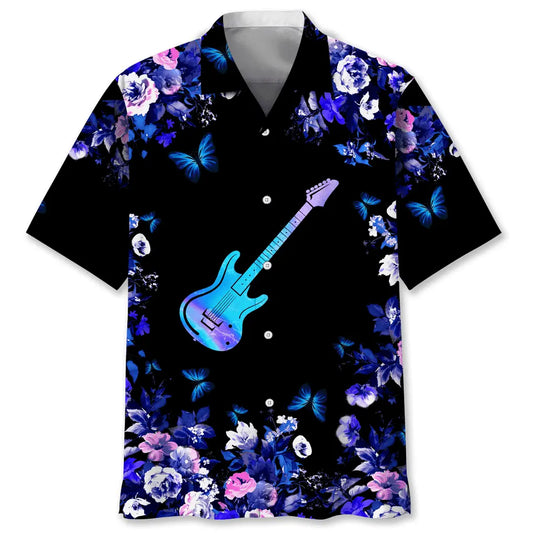 Guitar Nature Hawaiian Shirt For Tropical Holidays, Outdoor Gatherings, And Everyday Comfort