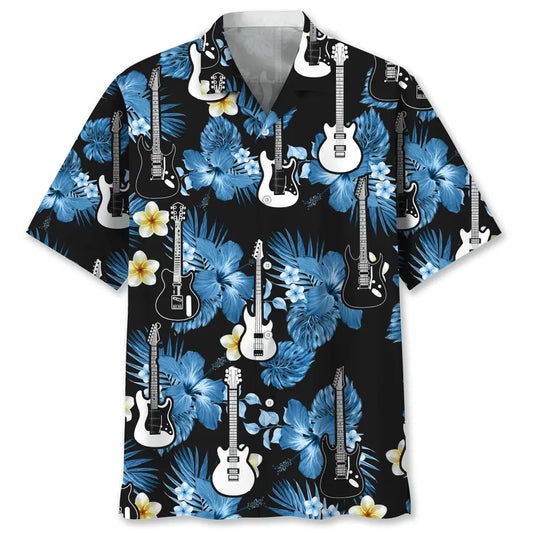 Guitar Nature Hawaiian Shirt For Resort Trips, Coastal Parties, And Warm Weather Style