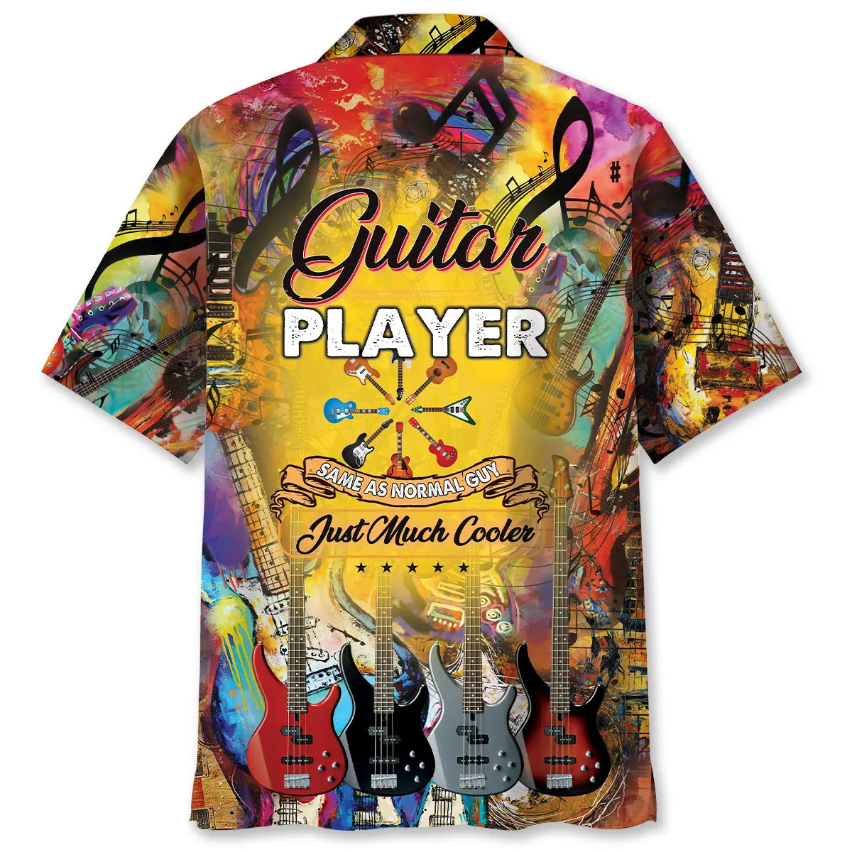 Guitar Player Normal Cooler Hawaiian Shirt For Summer Vacation, Beach Travel, And Casual Wear
