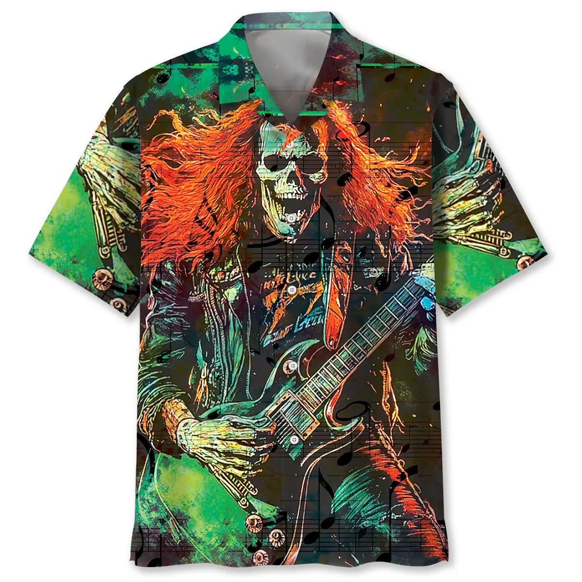 Guitar Rock Star Hawaiian Shirt For Festival Travel, Beach Gatherings, And Relaxed Summer Style