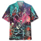 Halloween Guitar Skeleton Hawaiian Shirt For Summer Vacation, Beach Travel, And Casual Wear