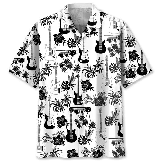 Tropical Guitar Hawaiian Shirt For Music Fans, Resort Parties, And Warm Weather Events