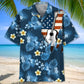 American Tropical Guitar Blue Hawaiian Shirt For Summer Celebrations, Resort Days, And Relaxed Everyday Wear