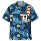 American Tropical Guitar Blue Hawaiian Shirt For Summer Celebrations, Resort Days, And Relaxed Everyday Wear