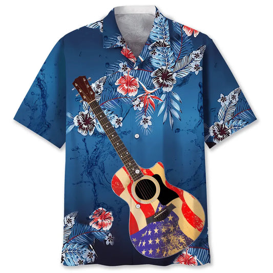 American Guitar Hawaiian Shirt For Beach Days, Summer Outings, And Thoughtful Gift Giving