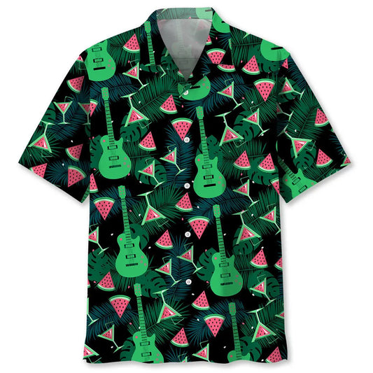 Guitar Watermelon Hawaiian Shirt For Beach Days, Summer Outings, And Thoughtful Gift Giving