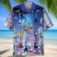 Colorful Guitars Hawaiian Shirt For Summer Vacation, Beach Travel, And Casual Wear