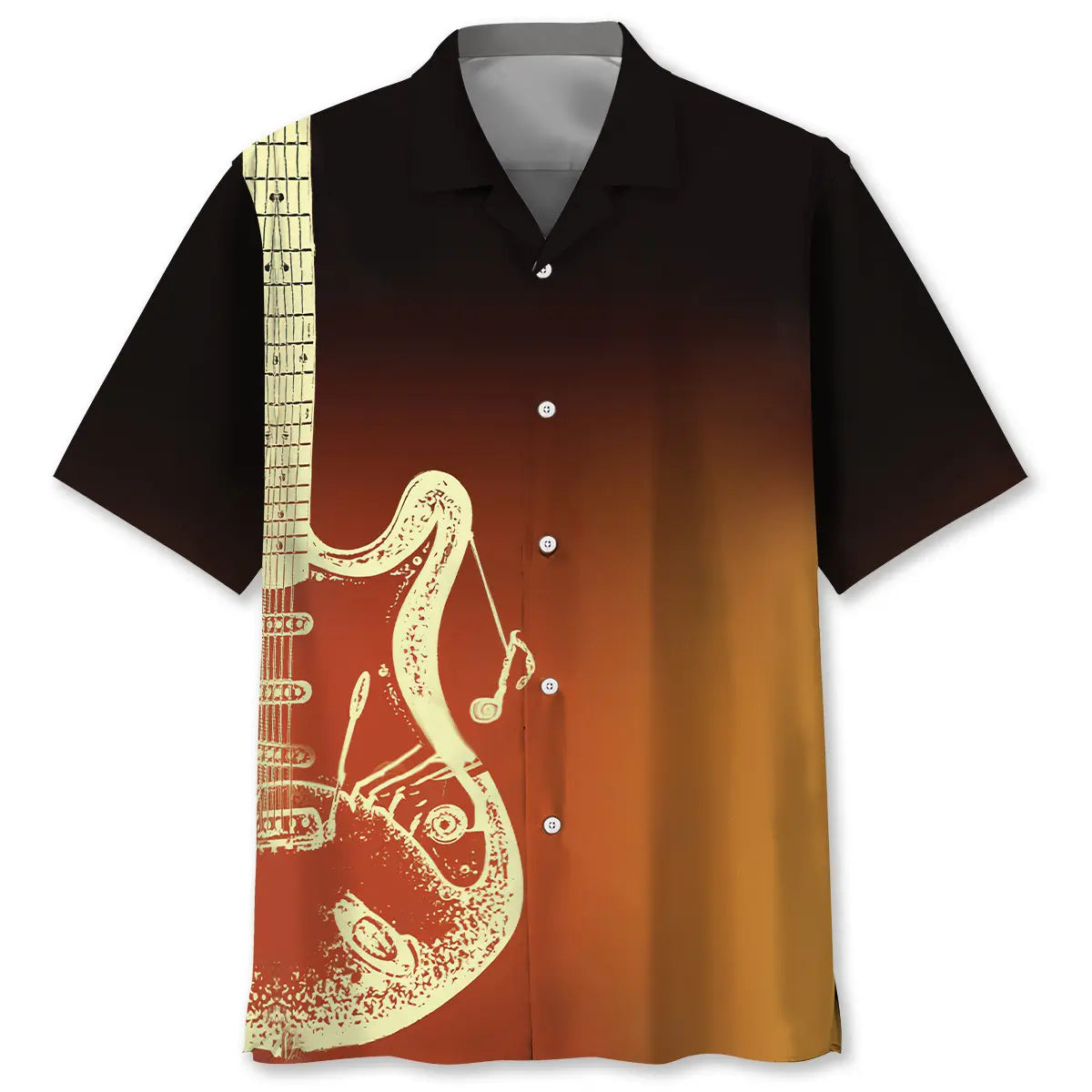 Western Vintage Guitar Hawaiian Shirt For Coastal Travel, Casual Events, And Comfortable Summer Wear