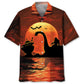 Hawaiian Shirt / Adults / S Halloween Bigfoot Riding on Lochness Monster and Alien Hawaiian Shirt