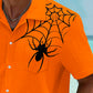Halloween Spider Seersucker Hawaiian Shirt For Costume Parties, Summer Travel, And Distinctive Casual Wear