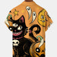 Halloween Vintage Cat Pumpkin Holiday Hawaiian Shirt For Coastal Travel, Casual Events, And Comfortable Summer Wear