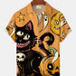 Halloween Vintage Cat Pumpkin Holiday Hawaiian Shirt For Coastal Travel, Casual Events, And Comfortable Summer Wear