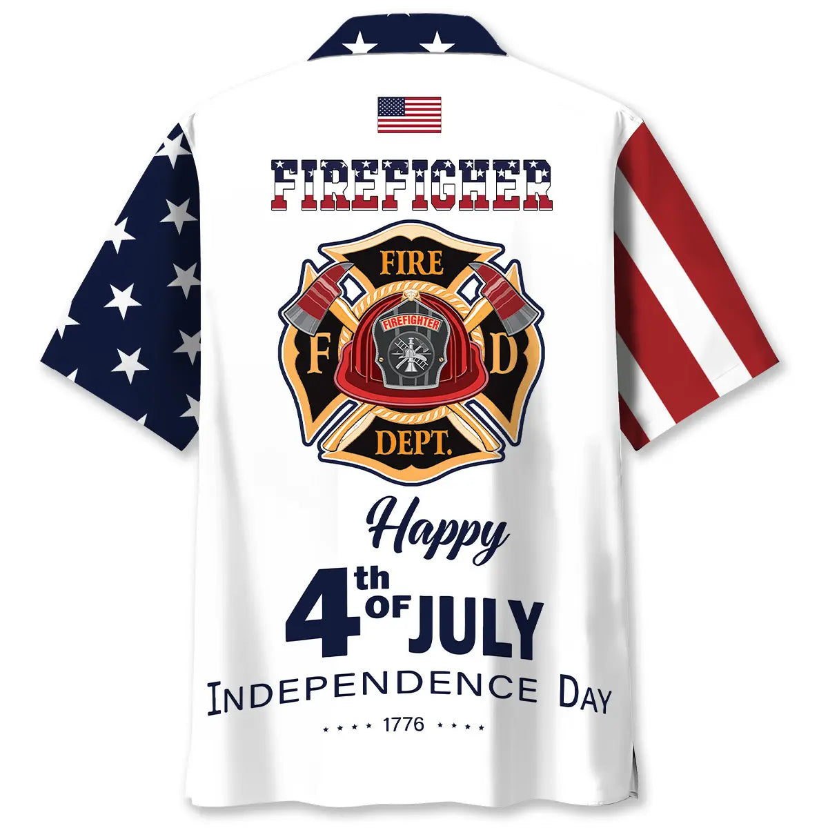 Happy Of July USA Firefighter Hawaiian Shirt For Coastal Festival, Vacation Cruise, And Seasonal Wardrobe