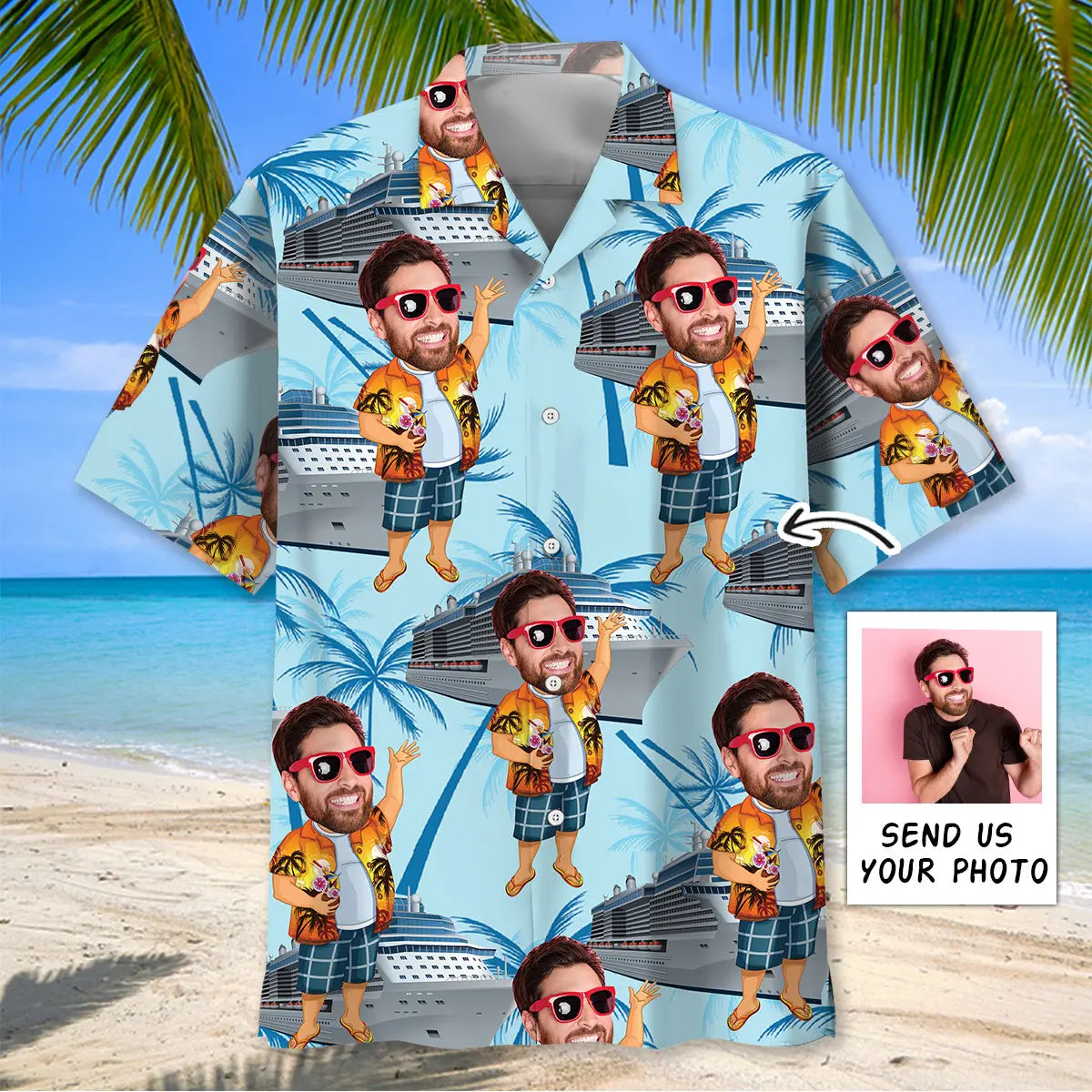 Cruise Personalized Photo Hawaiian Shirt For Summer Vacation, Beach Travel, And Casual Wear