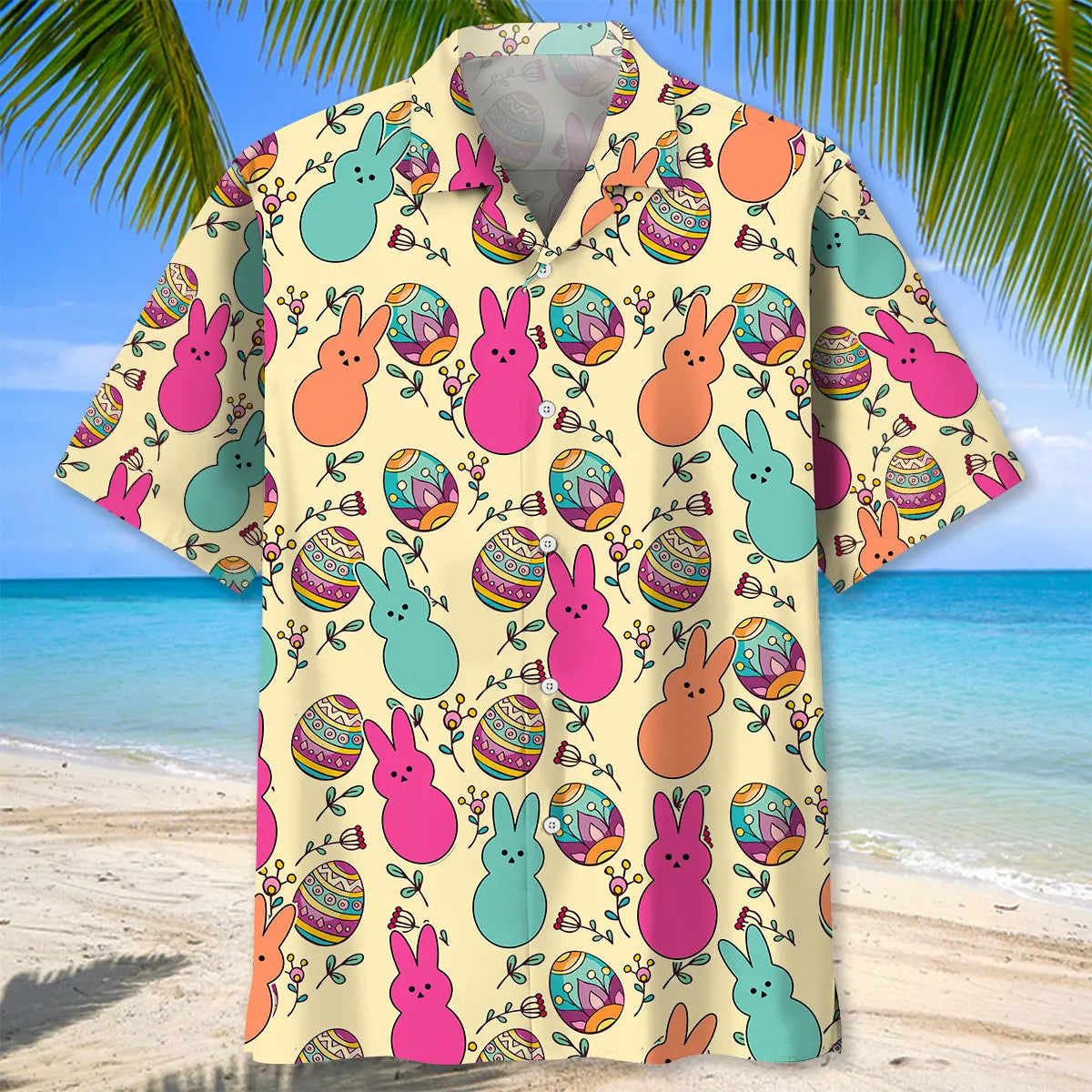 Easter Creative Pattern Hawaiian Shirt For Summer Vacation, Beach Travel, And Casual Wear