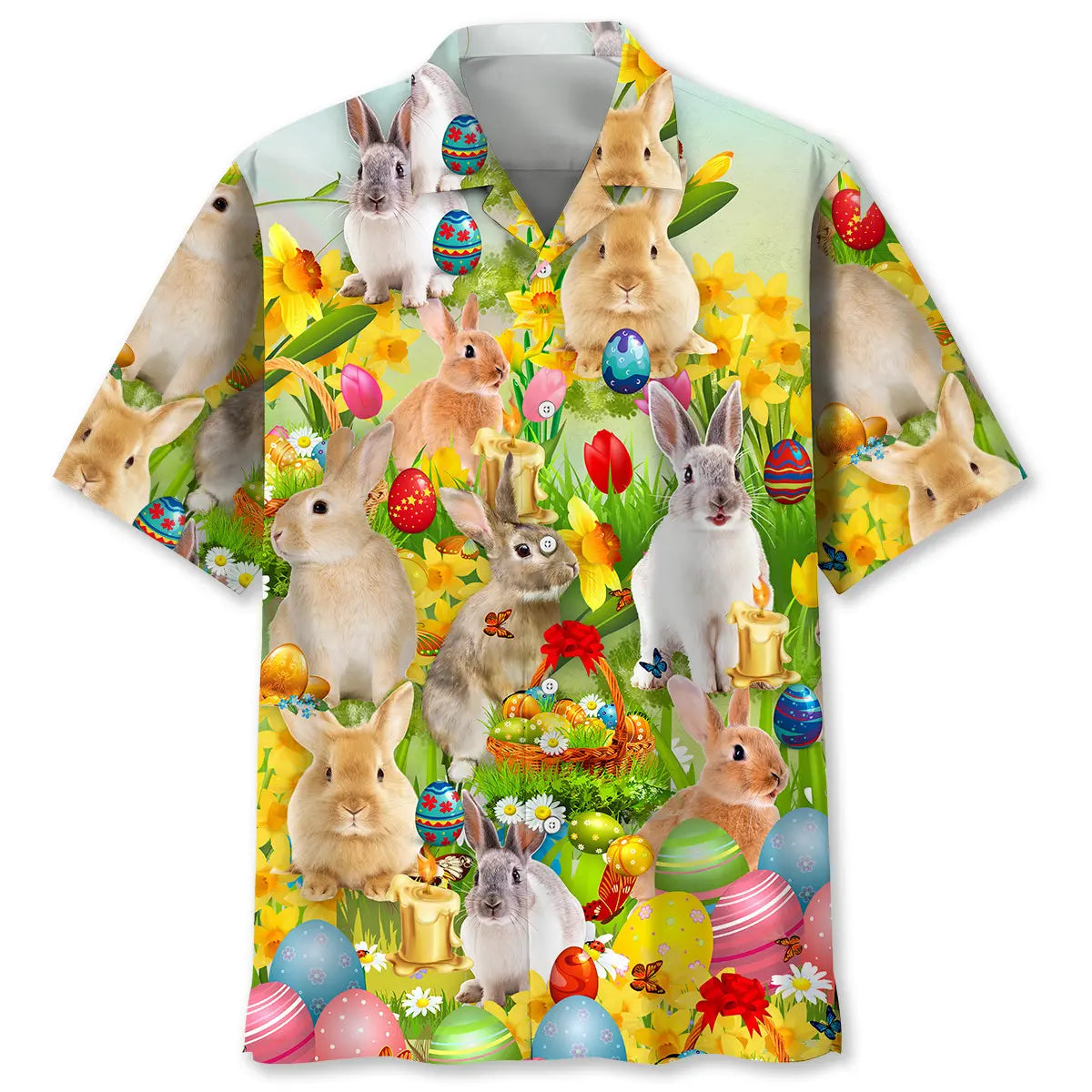 Easter Creative Pattern Hawaiian Shirt For Resort Trips, Coastal Parties, And Warm Weather Style