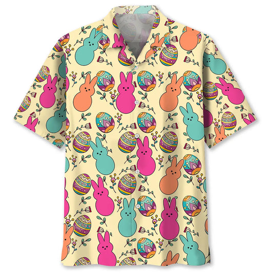 Easter Creative Pattern Hawaiian Shirt For Summer Vacation, Beach Travel, And Casual Wear