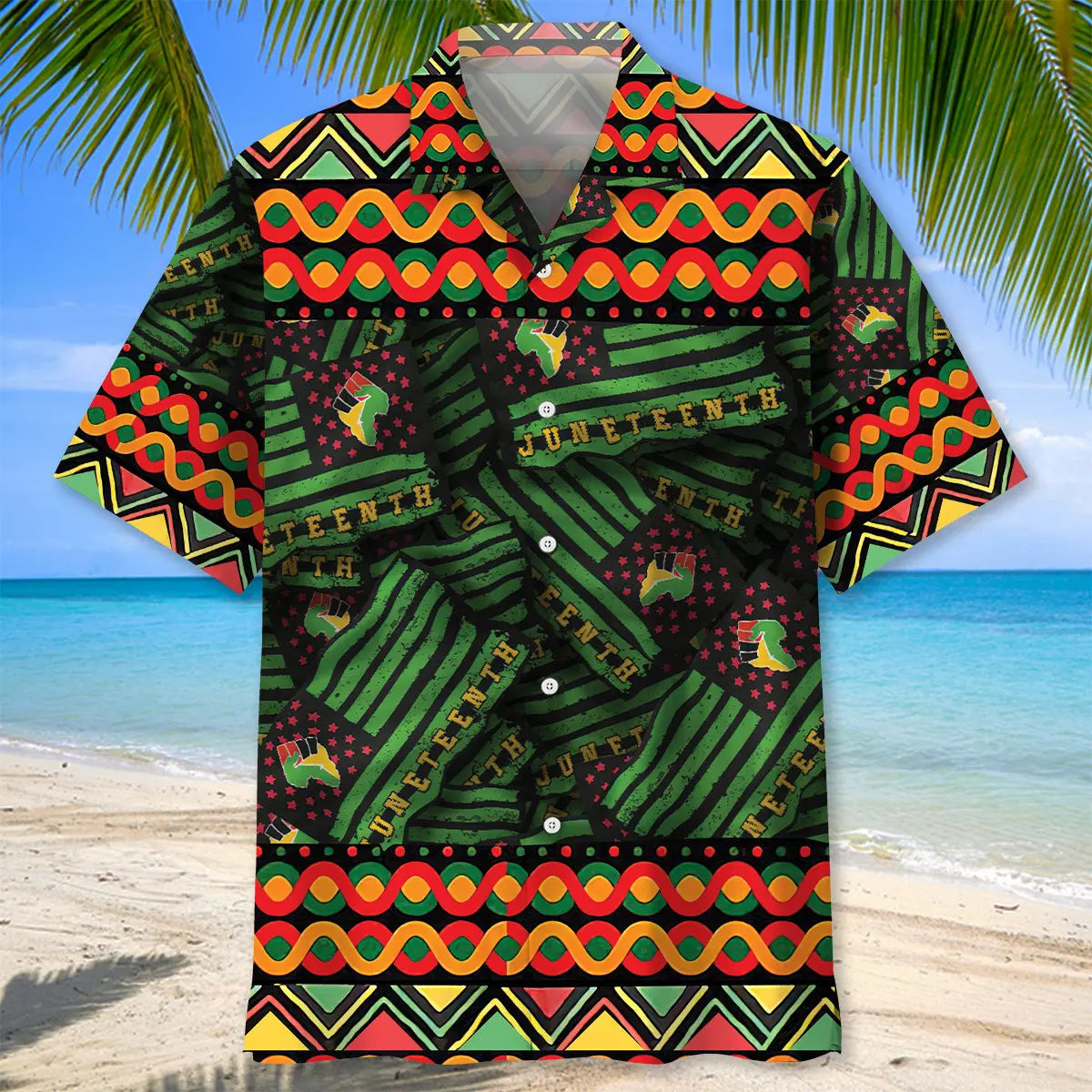 Happy Juneteenth Hawaiian Shirt For Outdoor Event, Family Vacation, And Beachside Style