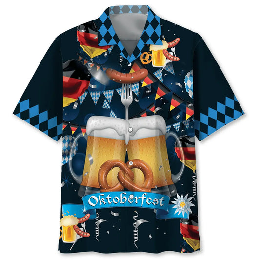 Oktoberfest Celebration Hawaiian Shirt For Coastal Travel, Casual Events, And Comfortable Summer Wear