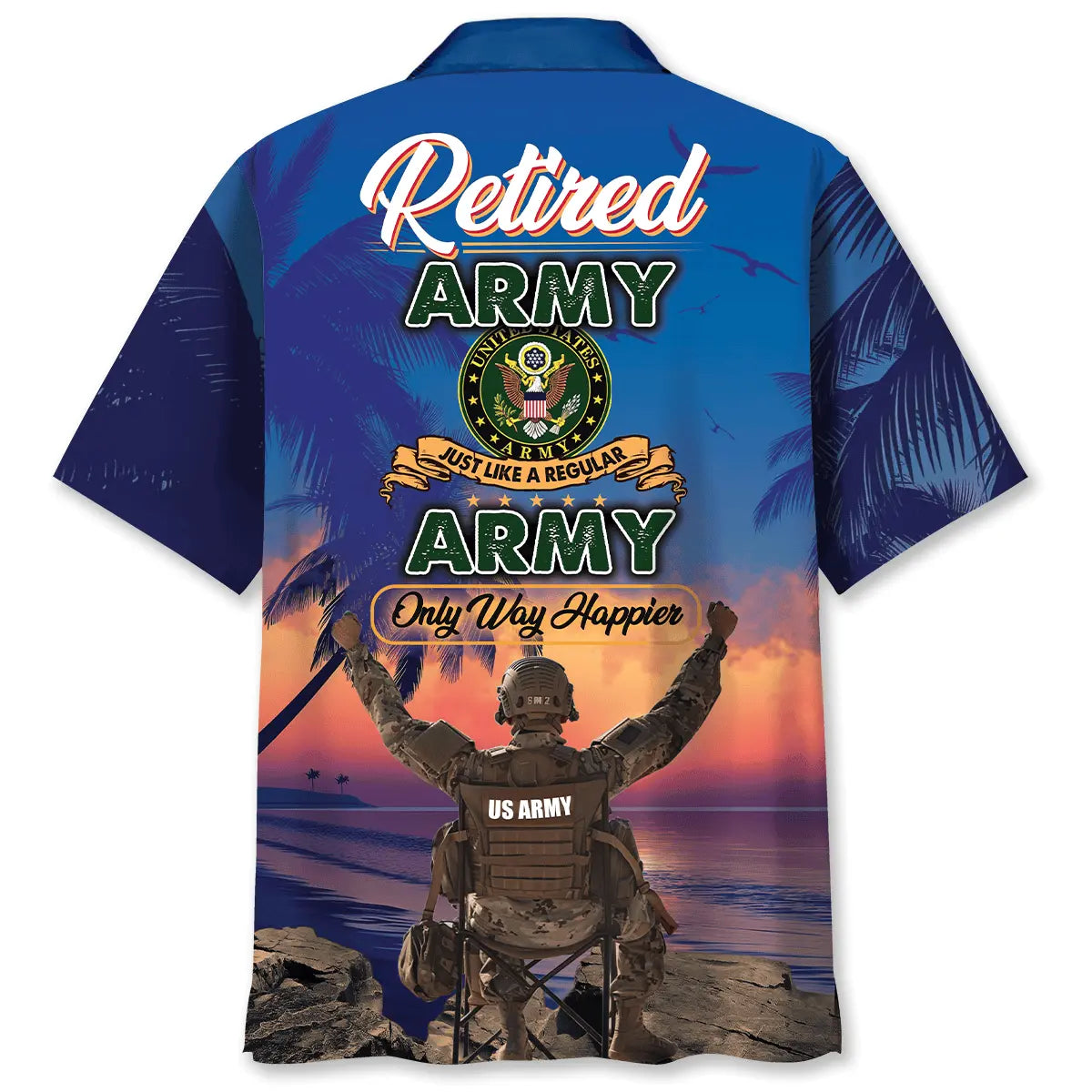 Military Service Retirement Hawaiian Shirt For Cruise Journey And Coastal Casual Wear