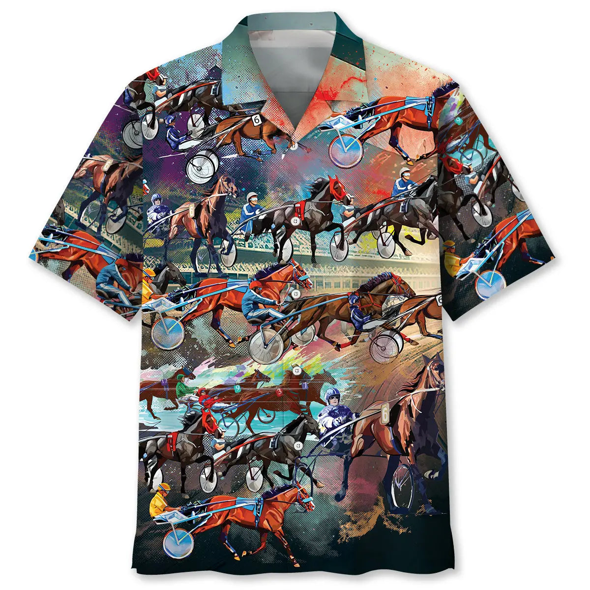 Harness Racing Racecourse Hawaiian Shirt For Racing Fans, Summer Outings, And Relaxed Vacation Wear