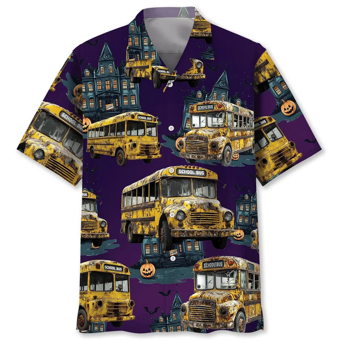 Hawaiian Shirt / Adults / S Haunted School Bus Hawaiian Shirt