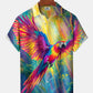 Colorful Tropical Hawaii Beach Leaves Parrot Hawaiian Shirt For Summer Vacation, Beach Travel, And Casual Wear