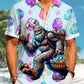 Creative Hawaii Easter Bigfoot Fun Hawaiian Shirt For Island Vacations, Resort Wear, And Relaxed Seasonal Style