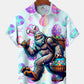 Creative Hawaii Easter Bigfoot Fun Hawaiian Shirt For Island Vacations, Resort Wear, And Relaxed Seasonal Style