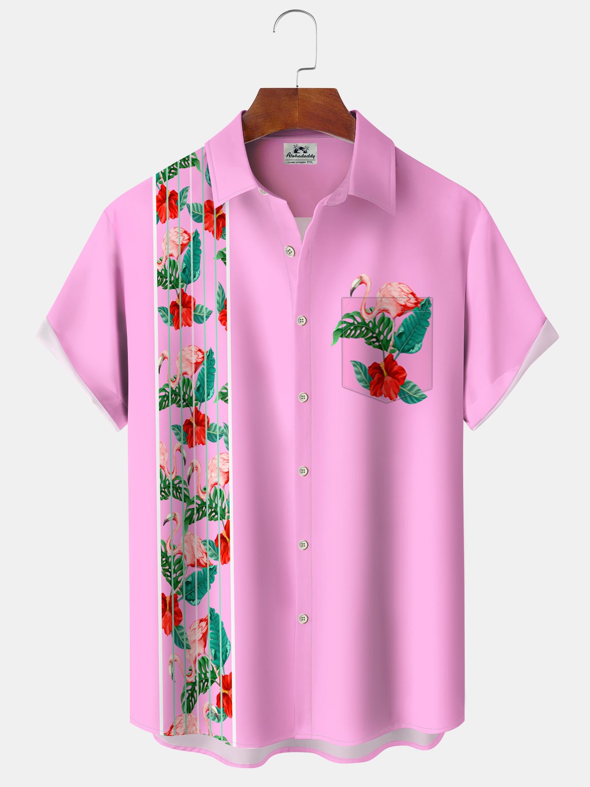 Creative Colorful Hawaii Flamingo Plant Contrast Hawaiian Shirt For Animal Lovers, Beach Travel, And Casual Summer Style
