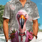 Creative Hawaii Gentleman Flamingo Hawaiian Shirt For Resort Trips, Coastal Parties, And Warm Weather Style