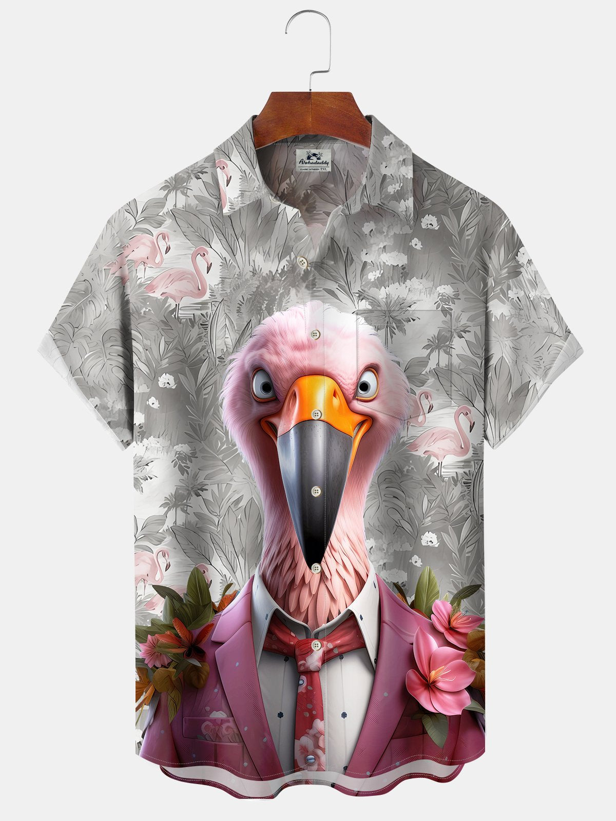 Creative Hawaii Gentleman Flamingo Hawaiian Shirt For Resort Trips, Coastal Parties, And Warm Weather Style