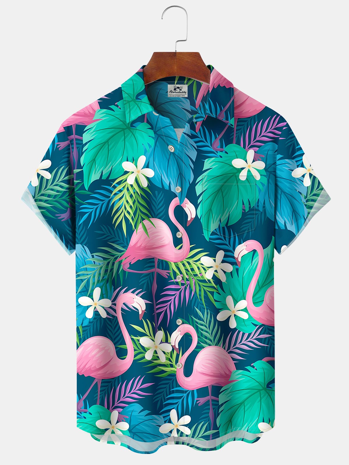 Creative Hawaii Plant Flamingo Elastic Hawaiian Shirt For Animal Lovers, Beach Travel, And Casual Summer Style