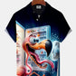 Creative Hawaii Resort Hot Flamingo Refrigerator Hawaiian Shirt For Summer Vacation, Beach Travel, And Casual Wear