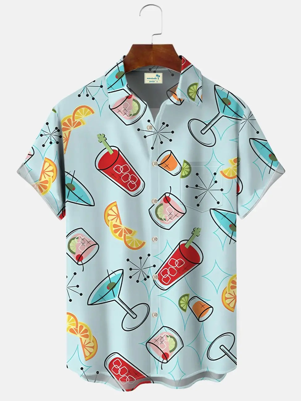 Island Aloha Tiki Cocktail Hawaiian Shirt For Creative Adventures, Beach Travel, And Bold Warm Weather Wear