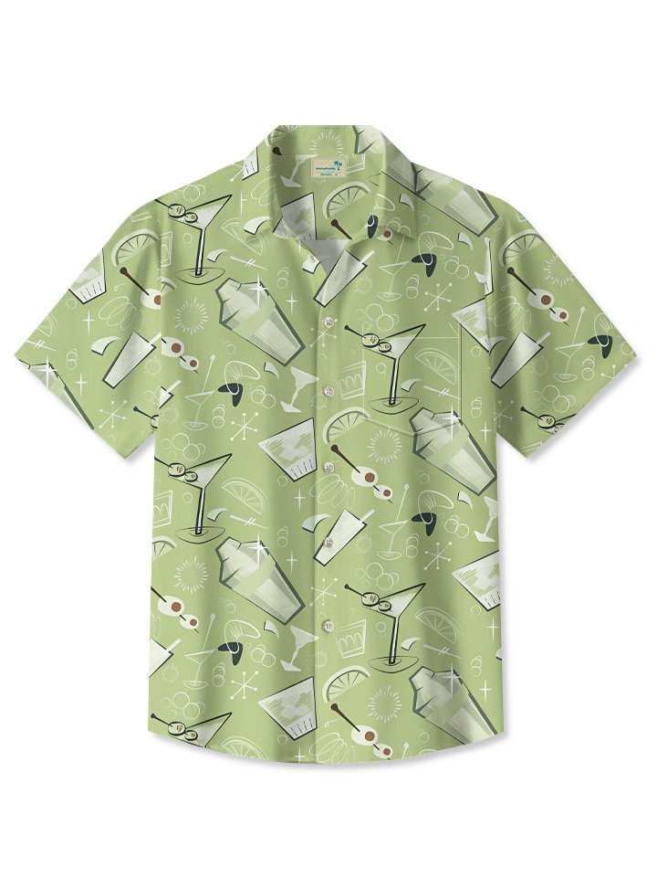 Vintage Cocktail Party Mid Century Geometric Hawaiian Shirt For Summer Vacation, Beach Travel, And Casual Wear
